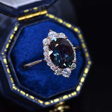 Load image into Gallery viewer, 14K White Gold 2 Carat Oval Alexandrite Halo Engagement Ring