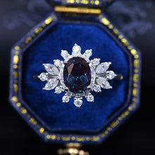 Load image into Gallery viewer, 14K White Gold 1.5 Carat Oval Alexandrite Snowflake Halo Engagement Ring