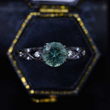 Load image into Gallery viewer, 2 Carat 14K Black Gold Teal Sapphire Celtic Engagement Ring