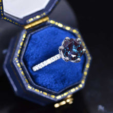 Load image into Gallery viewer, 2 Carat Six Prongs Halo Alexandrite White Gold Engagement Ring