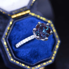 Load image into Gallery viewer, 2 Carat Six Prongs Halo Alexandrite White Gold Engagement Ring