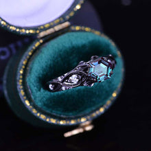 Load image into Gallery viewer, 14K Black Gold Hexagon Alexandrite Celtic Engagement Ring