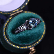 Load image into Gallery viewer, 14K Black Gold Teal Sapphire Celtic Engagement Ring