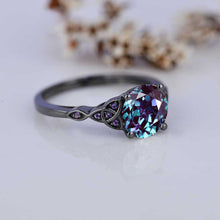 Load image into Gallery viewer, 2 Carat Alexandrite Celtic Engagement Black Gold Ring