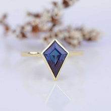 Load image into Gallery viewer, 3 Carat Kite Alexandrite Bezel Solitaire Engagement Ring
