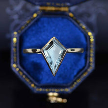 Load image into Gallery viewer, 3 Carat Kite Aquamarine Bezel Solitaire Engagement Platinum Ring