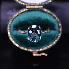 Load image into Gallery viewer, 3 Carat Oval Teal Sapphire Floral Engagement Ring