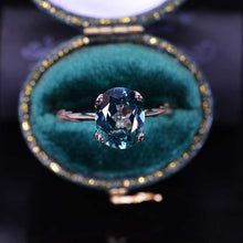 Load image into Gallery viewer, 3 Carat Oval Teal Sapphire Floral Engagement Ring