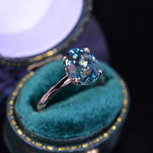 Load image into Gallery viewer, 3 Carat Oval Teal Sapphire Floral Engagement Ring