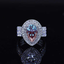 Load image into Gallery viewer, 3 Carat Pear Cut Alexandrite Halo Engagement Ring