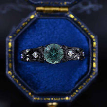Load image into Gallery viewer, 14K Black Gold  Teal Sapphire Celtic Engagement Ring