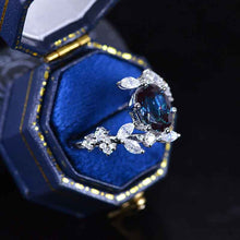 Load image into Gallery viewer, 2 Carat Oval Alexandrite Floral 14K White Gold Engagement  Ring