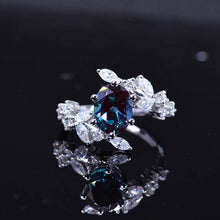 Load image into Gallery viewer, 2 Carat Oval Alexandrite Floral 14K White Gold Engagement Ring