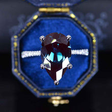 Load image into Gallery viewer, 8 Carat Pear Alexandrite 14K White Gold Engagement Ring