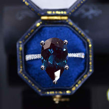 Load image into Gallery viewer, 8 Carat Pear Alexandrite 14K White Gold Engagement Ring