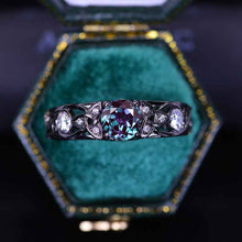 Load image into Gallery viewer, Alexandrite Celtic Engagement Ring 14K Black Gold