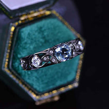 Load image into Gallery viewer, Teal Sapphire Celtic Engagement Ring 14K Black Gold