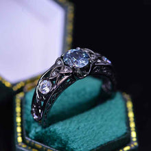 Load image into Gallery viewer, Teal Sapphire Celtic Engagement Ring 14K Black Gold