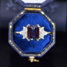 Load image into Gallery viewer, 3Ct Alexandrite Engagement Ring, Solitaire Emerald Cut Alexandrite  Engagement Ring