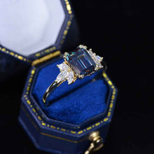 Load image into Gallery viewer, 3Ct Alexandrite Engagement Ring, Solitaire Emerald Cut Alexandrite  Engagement Ring