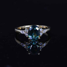 Load image into Gallery viewer, 3 Carat Oval Teal Sapphire Diamonds Engagement Ring
