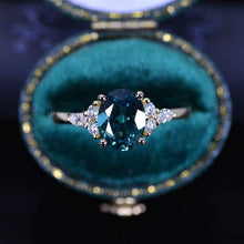 Load image into Gallery viewer, 3 Carat Oval Teal Sapphire Diamonds Engagement Ring