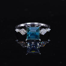 Load image into Gallery viewer, 3 Carat Princess Cut Teal Sapphire Engagement Ring