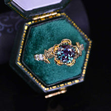 Load image into Gallery viewer, Alexandrite Floral Halo Engagement Ring