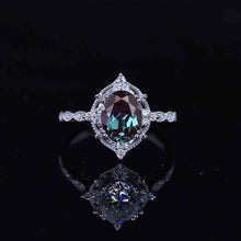 Load image into Gallery viewer, 2 Carat Oval Alexandrite Halo Vintage Engagement Ring