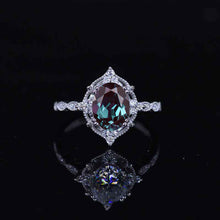 Load image into Gallery viewer, 2 Carat Oval Alexandrite Halo Vintage Engagement Ring