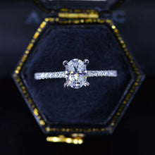 Load image into Gallery viewer, 1 Carat Carat Oval Moissanite Ring, Hidden Halo Gold Engagement Ring