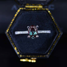 Load image into Gallery viewer, 1 Carat Carat Oval Alexandrite Ring, Hidden Halo Gold Engagement Ring
