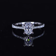 Load image into Gallery viewer, 1 Carat Carat Oval Moissanite Ring, Hidden Halo Gold Engagement Ring