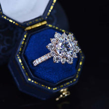 Load image into Gallery viewer, 2 Carat Round Moissanite Snowflake Halo Engagement Ring. Victorian 14K White Gold Ring