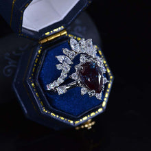 Load image into Gallery viewer, 3 Carat Pear Alexandrite Halo Floral Engagement Ring 14K White Gold Ring Set