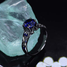 Load image into Gallery viewer, 14K Black Gold 3 Carat Sapphire Celtic Engagement Ring