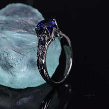 Load image into Gallery viewer, 14K Black Gold 3 Carat Sapphire Celtic Engagement Ring