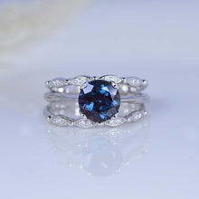 Load image into Gallery viewer, 2 Carat Alexandrite Engagement Eternity Rings Eternity Set