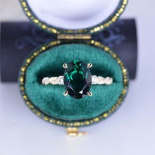 Load image into Gallery viewer, 14K Yellow Gold 3 Carat Oval Emerald Rope Engagement Ring Eternity Set