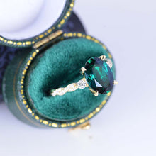 Load image into Gallery viewer, 14K Yellow Gold 3 Carat Oval Emerald Rope Engagement Ring Eternity Set