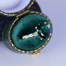 Load image into Gallery viewer, 14K Yellow Gold 3 Carat Oval Emerald Rope Engagement Ring Eternity Set