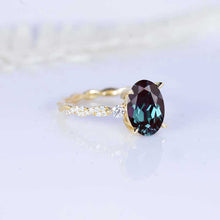 Load image into Gallery viewer, 14K Yellow Gold 3 Carat Oval Alexandrite Rope Engagement Ring Eternity Set