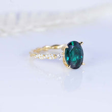 Load image into Gallery viewer, 14K Yellow Gold 3 Carat Oval Emerald Rope Engagement Ring Eternity Set