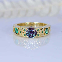 Load image into Gallery viewer, Alexandrite Celtic Engagement Ring 14K Yellow Gold