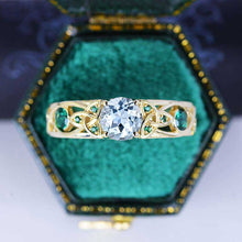 Load image into Gallery viewer, Genuine Natural Aquamarine Celtic Engagement Ring 14K Yellow Gold