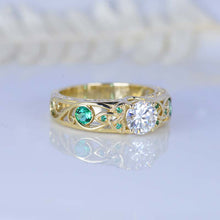 Load image into Gallery viewer, Moissanite Celtic Engagement Ring 14K Yellow Gold