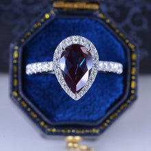 Load image into Gallery viewer, 14K Solid White Gold 3 Carat Halo Pear Cut Alexandrite Ring
