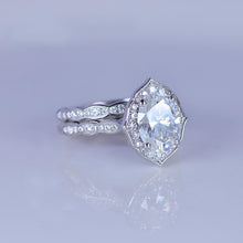 Load image into Gallery viewer, 14K Solid Gold Ring 1.5CT Oval Moissanite Wedding Ring Moissanite Halo Engagement Ring Anniversary Promise Eternity Gold Ring Set