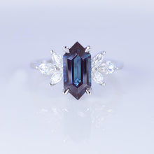 Load image into Gallery viewer, 14K White Gold 3 Carat Hexagon Alexandrite Cluster Engagement Ring