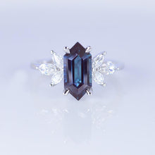 Load image into Gallery viewer, 14K White Gold 3 Carat Hexagon Alexandrite Cluster Engagement Ring